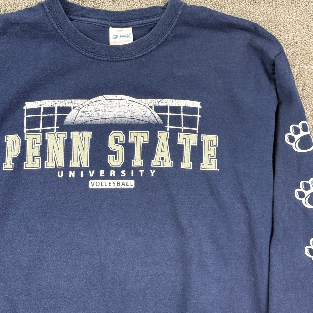 Vintage 2000s Penn State Volleyball Mens M Long Sleeve T Shirt Paw Print PSU